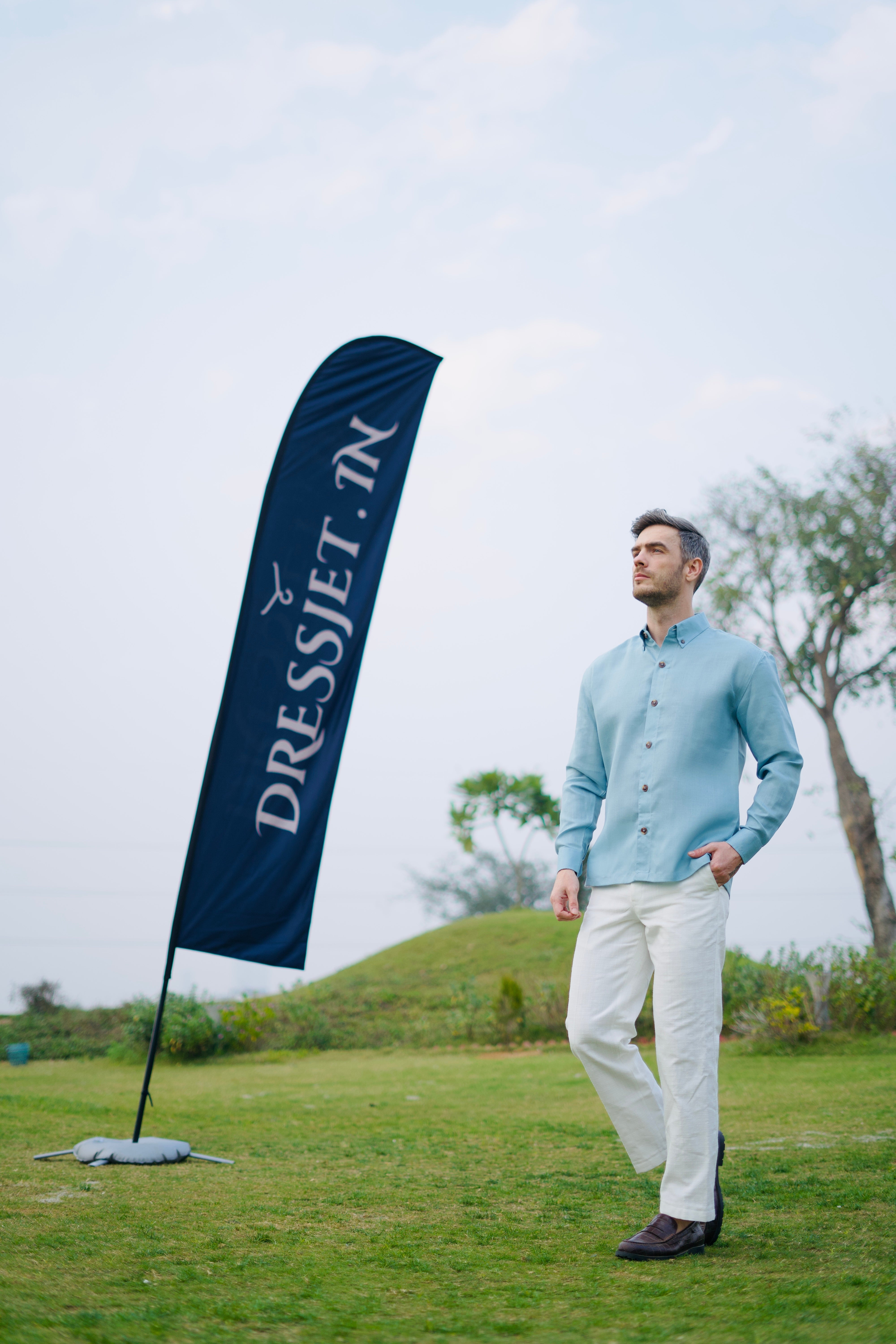 The Baby Blue Casablanca Style 5 Button Shirt